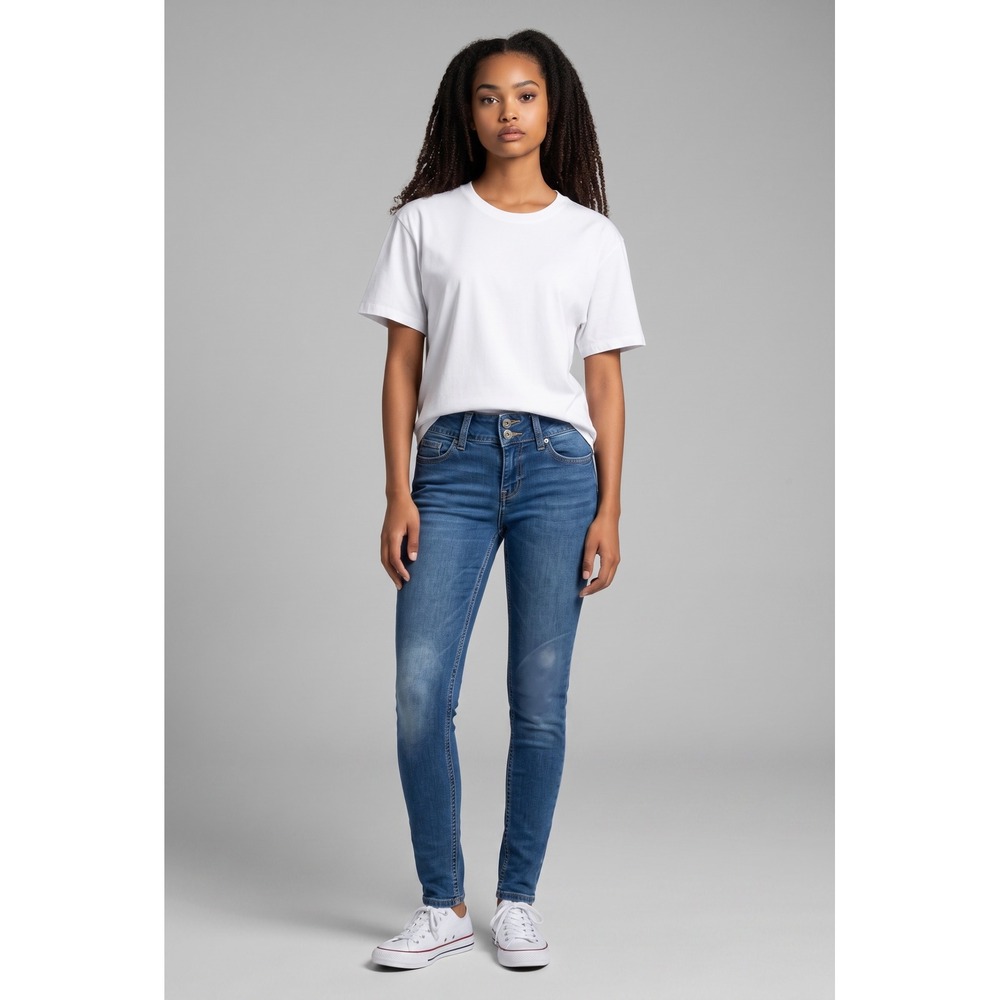 Hydraulic Womens Skinny Jeans Dark Wash Double Button High Rise Blue Size 1/2